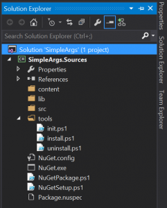 Default Items in Solution Explorer for a NuGet Packager Project