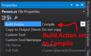 Visual Studio Build Action Compile